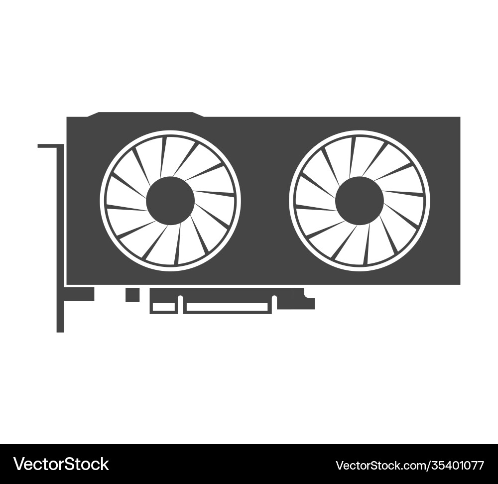 Video or display card bold black silhouette icon Video or display card bold black silhouette icon vector image