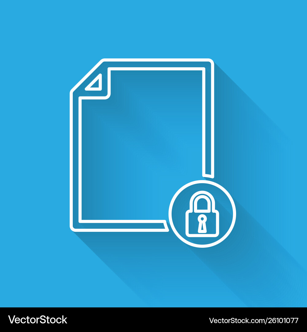 White document and lock line icon isolated White document and lock line icon isolated Vector Image
