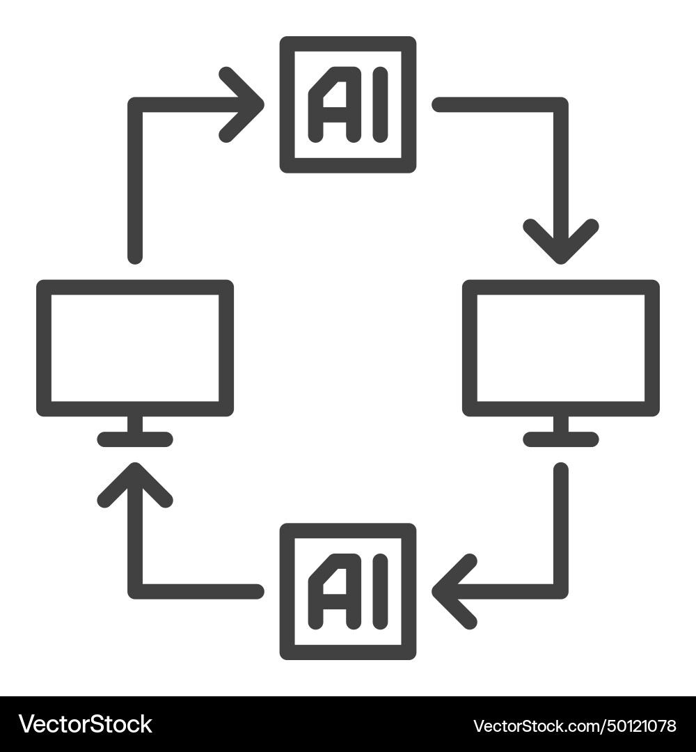 Artificial intelligence computers with arrows ai Artificial intelligence computers with arrows ai vector image