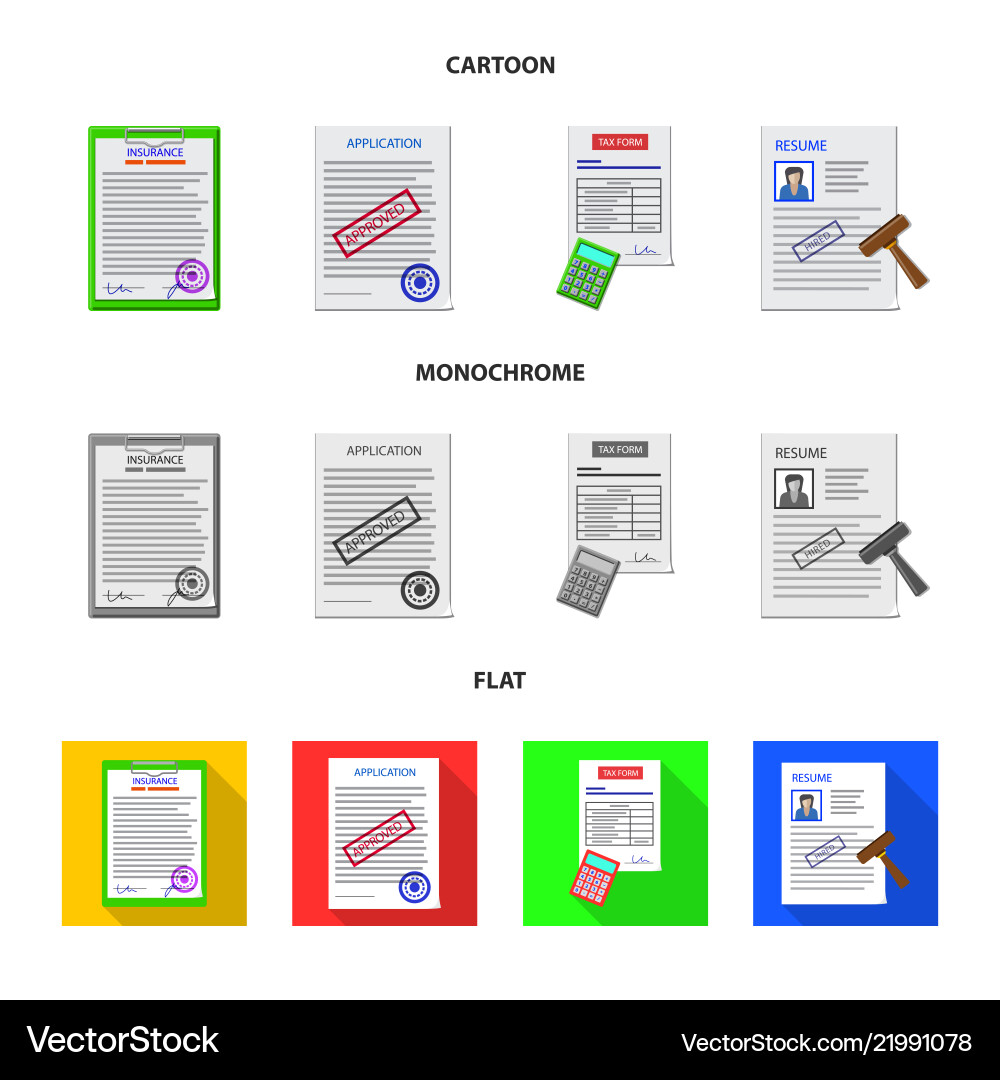 Design of form and document symbol set Design of form and document symbol set vector image