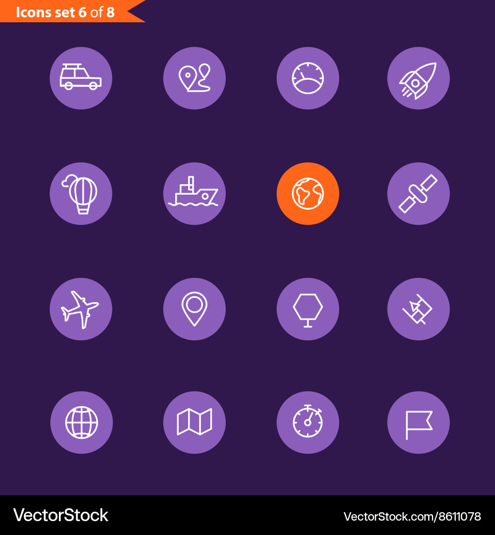 Different line style icons collection mobile vector image