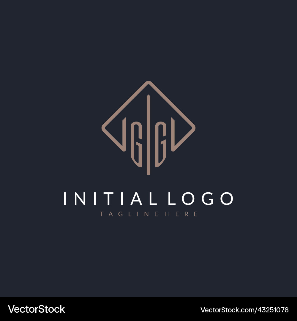 Gg initial logo with curved rectangle style design Gg initial logo with curved rectangle style design Vector Image