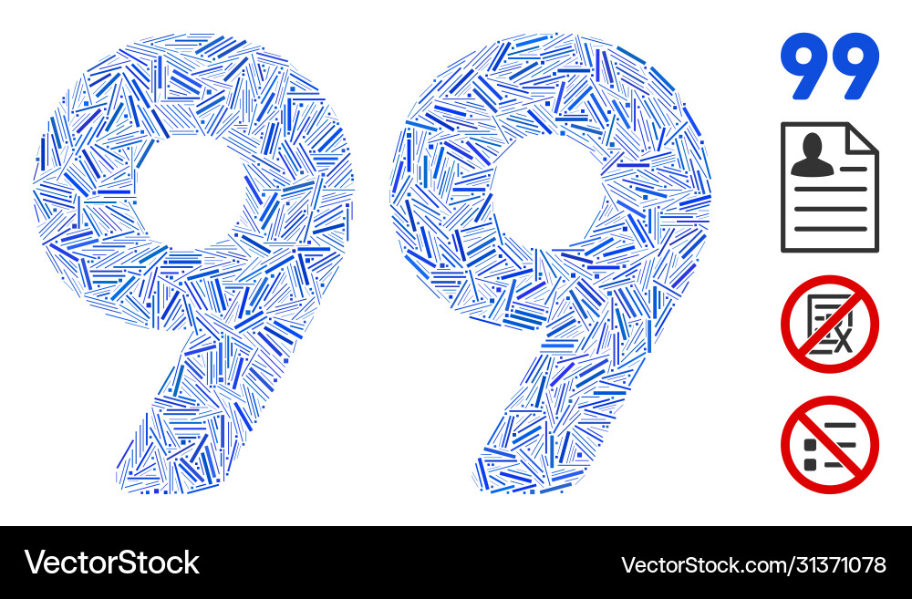 Line 99 digits text icon mosaic Vector Image