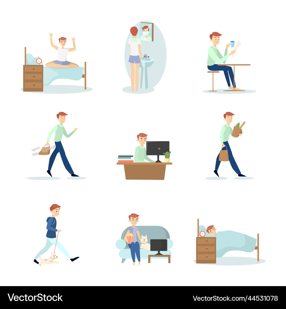 Man daily routine Vector Image