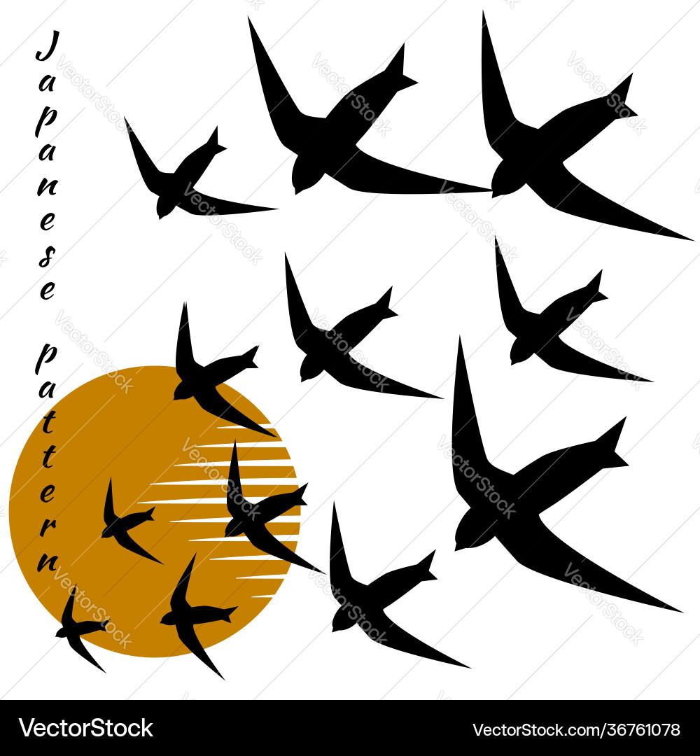 Minimalistic pattern in japanese style flock Vector Image