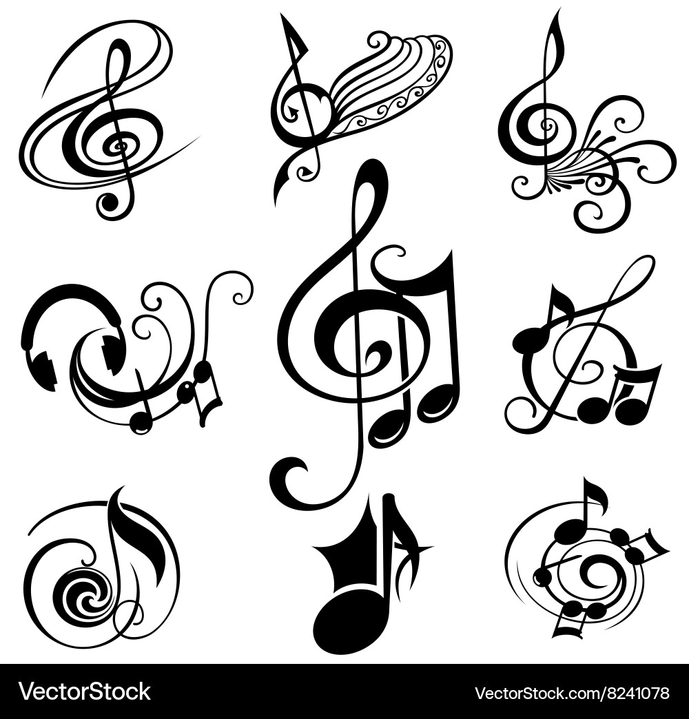 Musical design elements set Royalty Free Vector Image