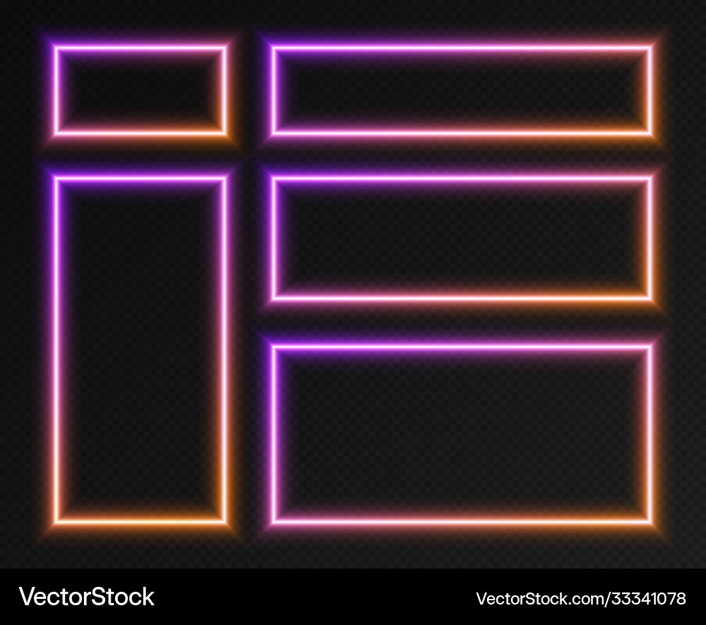 Neon gradient rectangular frames set collection Neon gradient rectangular frames set collection vector image