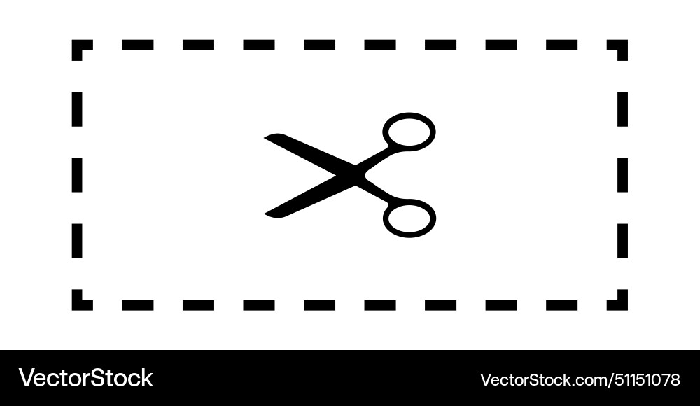 Scissors cutting through dashed line Scissors cutting through dashed line vector image
