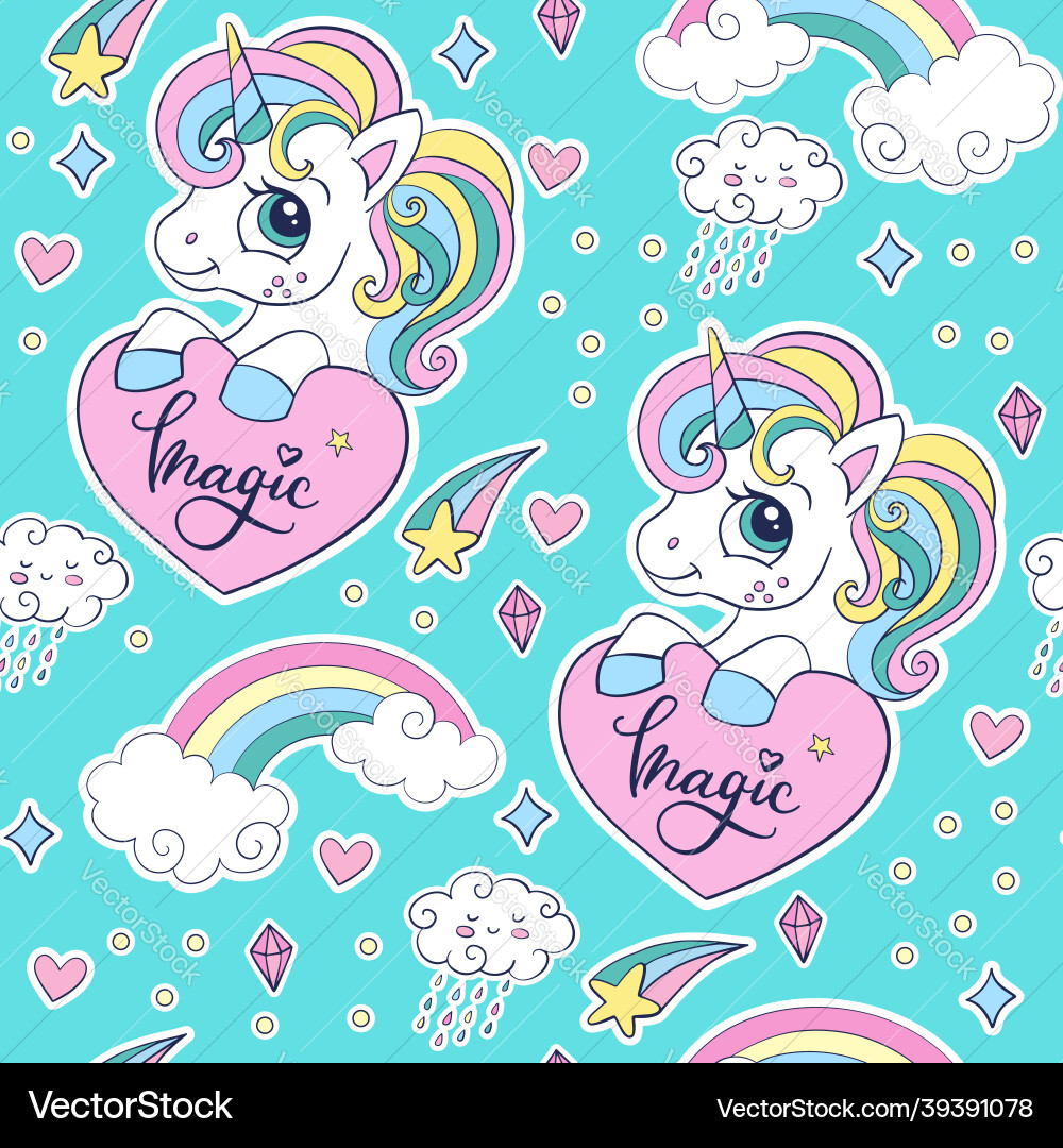 Seamless pattern with unicorn a heart Seamless pattern with unicorn a heart vector image