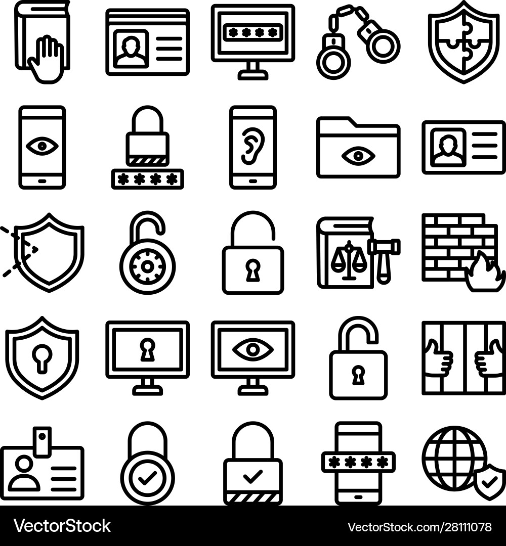 Security isolated icons set every single c Vector Image