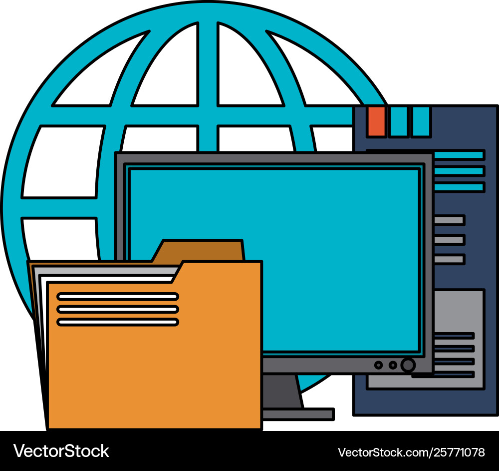 Servers and database technology symbols Servers and database technology symbols vector image