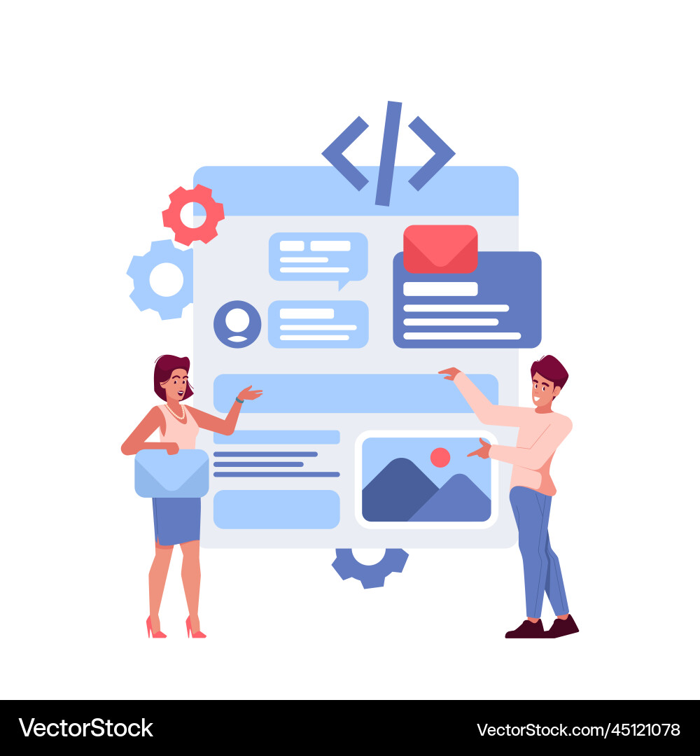 Ui ux designer characters working on website Ui ux designer characters working on website vector image