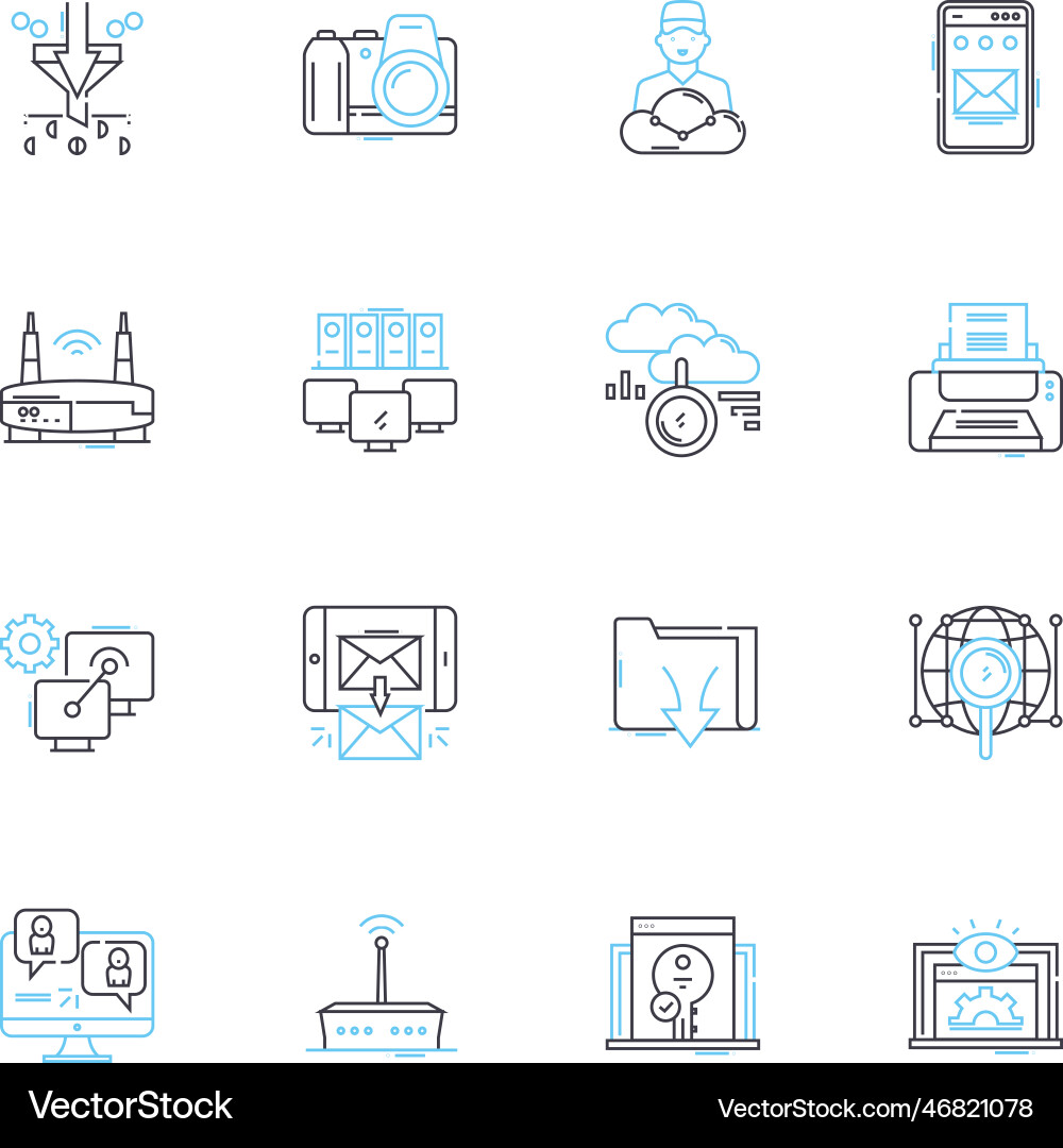 Web applications linear icons set responsive Web applications linear icons set responsive vector image