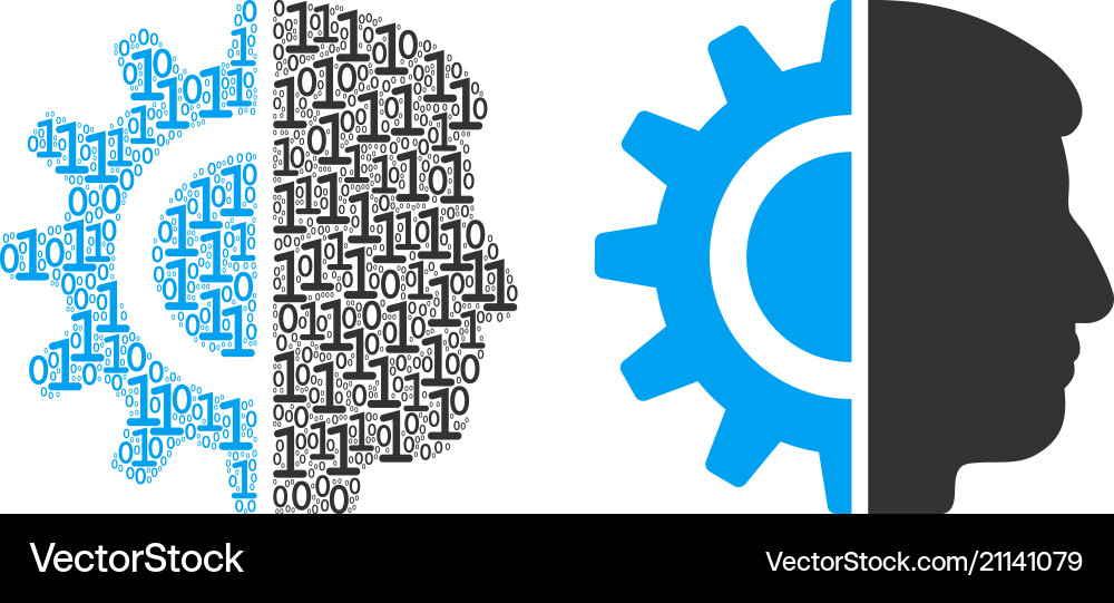Android robotics collage of binary digits Vector Image