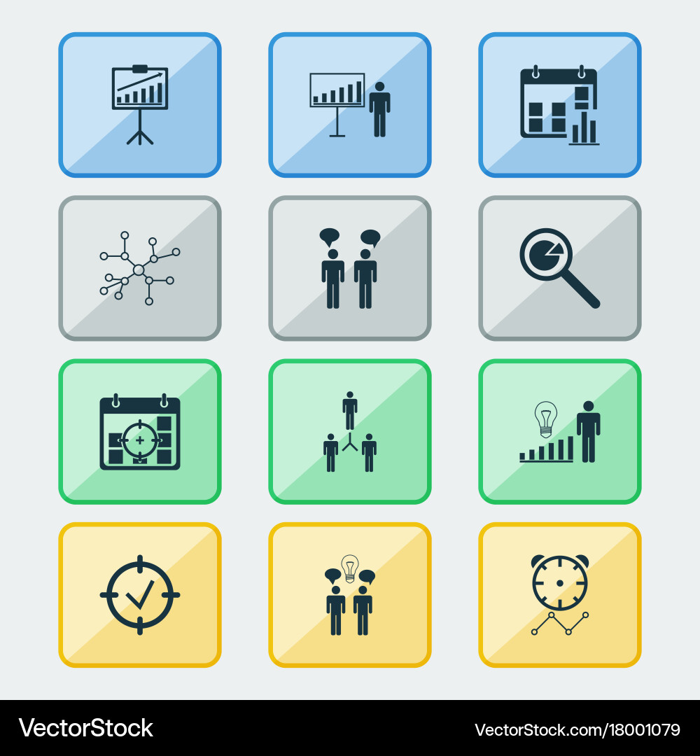 Board icons set collection of project Vector Image