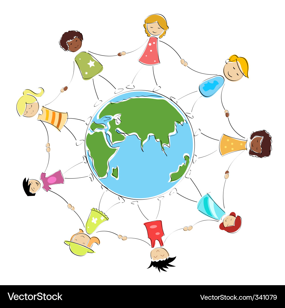 Children Holding Globe - Unity Image vector image