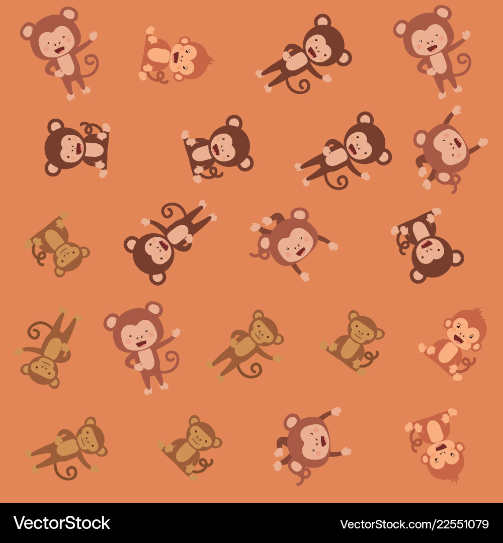 Cute monkeys pattern background Vector Image