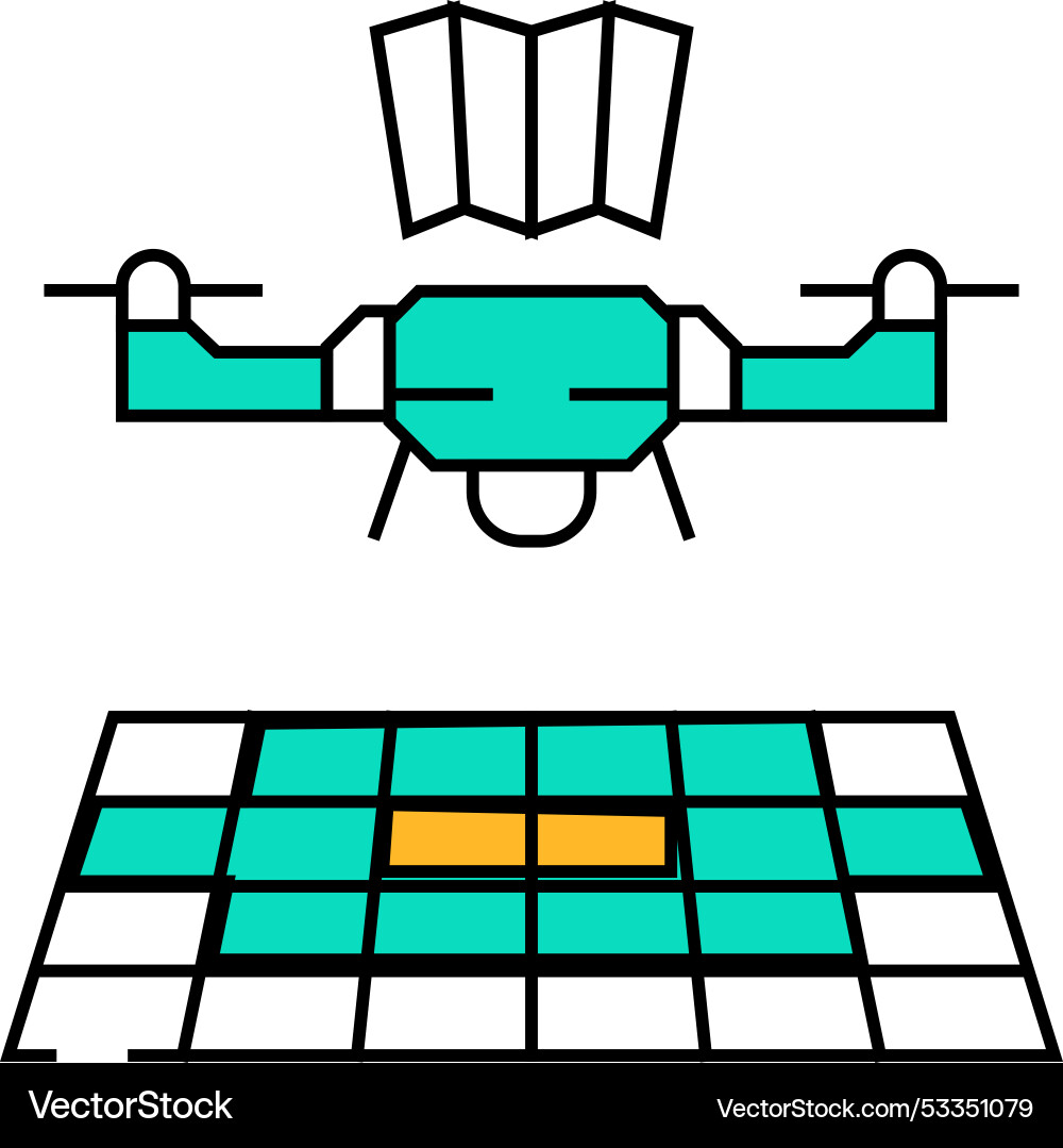 Drone mapping icon color Drone mapping icon color Vector Image