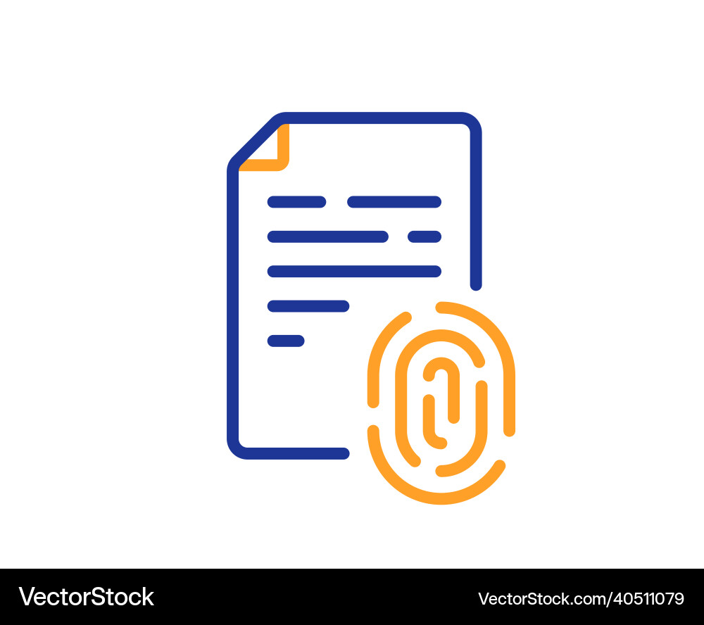 Fingerprint document line icon finger print scan Fingerprint document line icon finger print scan Vector Image