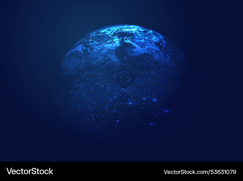 Global network connection world map point and lin Global network connection world map point and lin vector image
