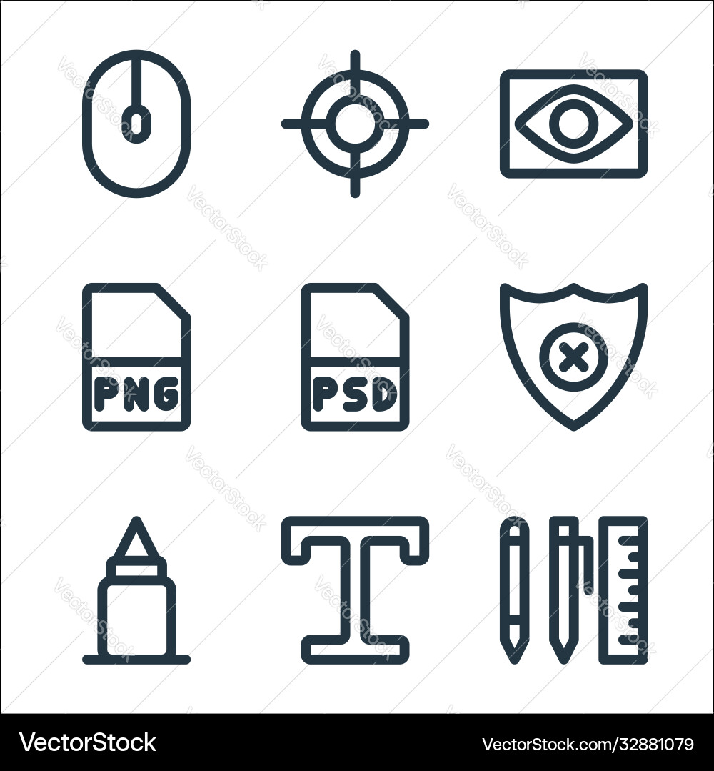 Graphic design line icons linear set quality Graphic design line icons linear set quality vector image