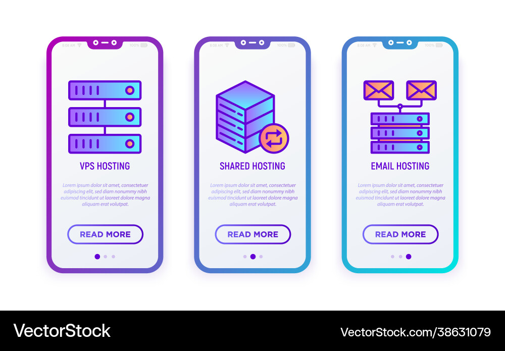 Hosting thin line icons set vps shared Hosting thin line icons set vps shared vector image