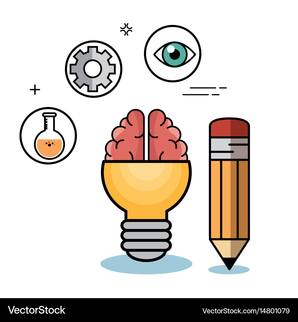 Light bulb and objects design vector image