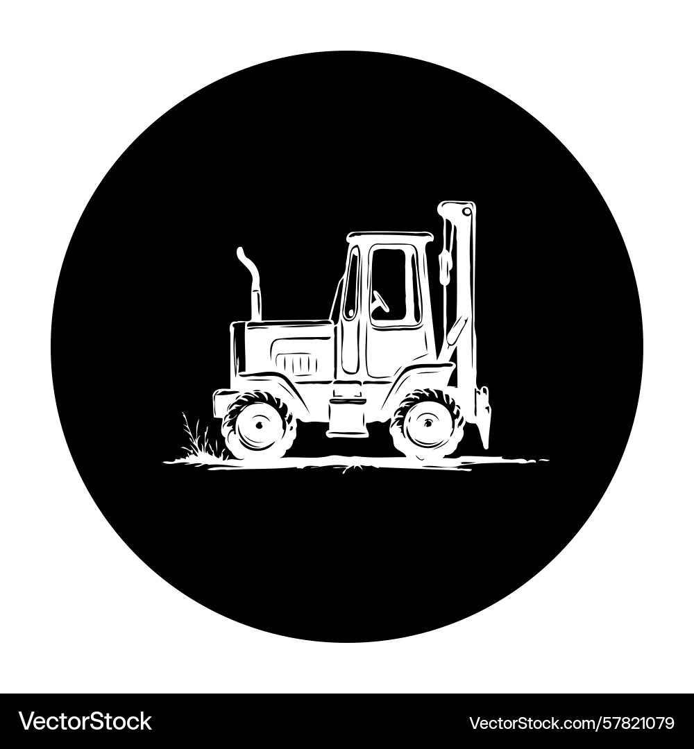 Minimalist tractor within a circle displaying Vector Image