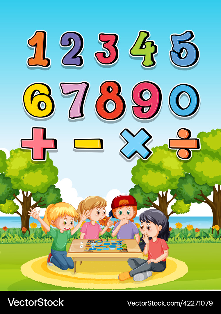 Number 0 to 9 with math symbols Number 0 to 9 with math symbols vector image