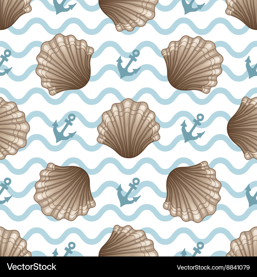 Seamless pattern with seashells vector image