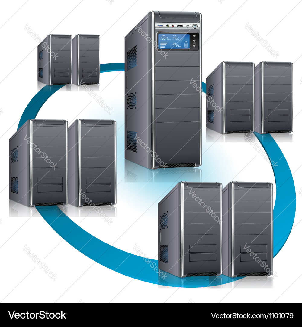 Server with LCD Display Vector Image