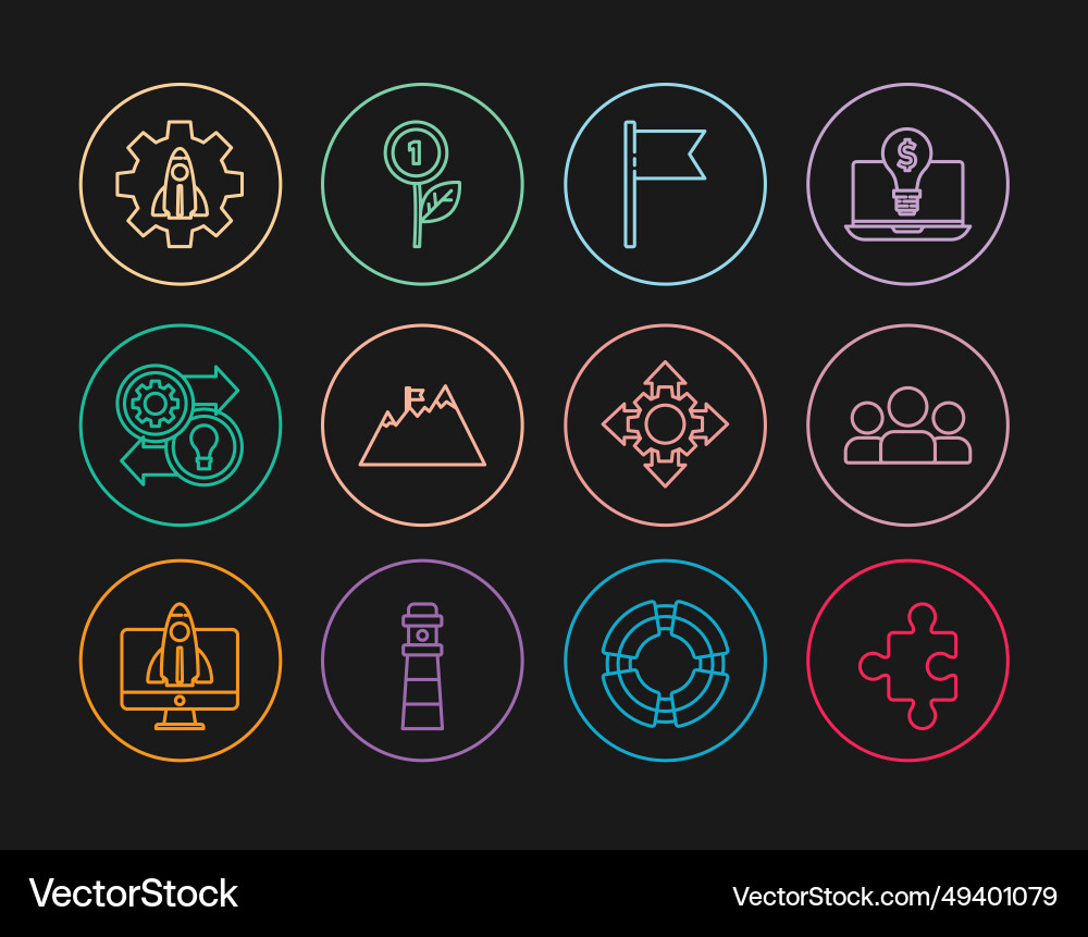 Set line piece of puzzle users group location Set line piece of puzzle users group location vector image