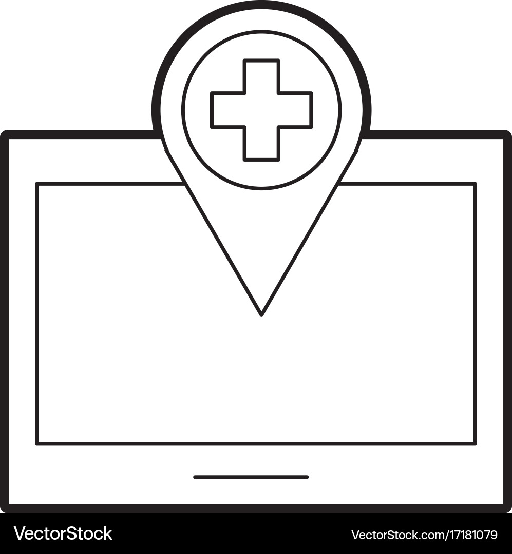 Tablet with pointer map navigation medical Vector Image