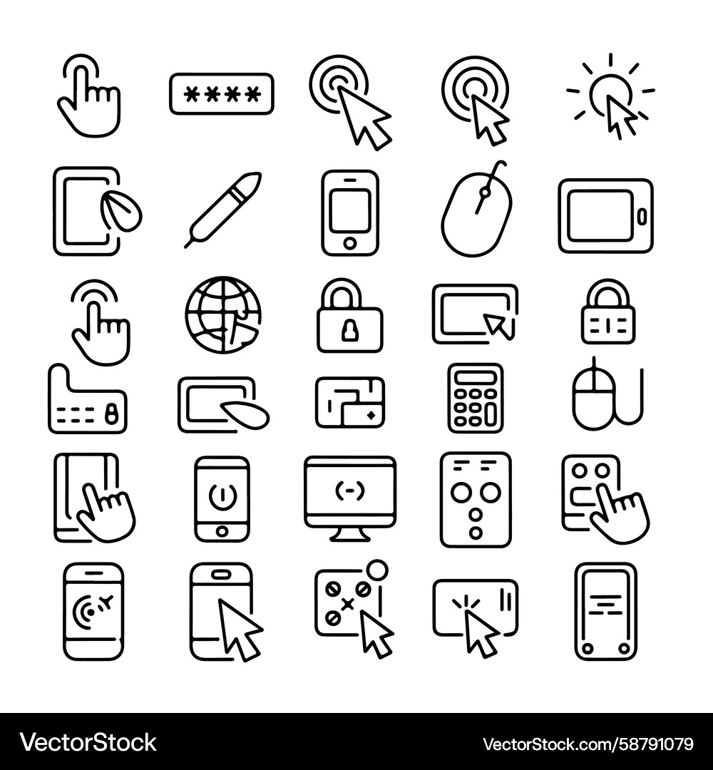 Technology and user interaction icons set digital Vector Image