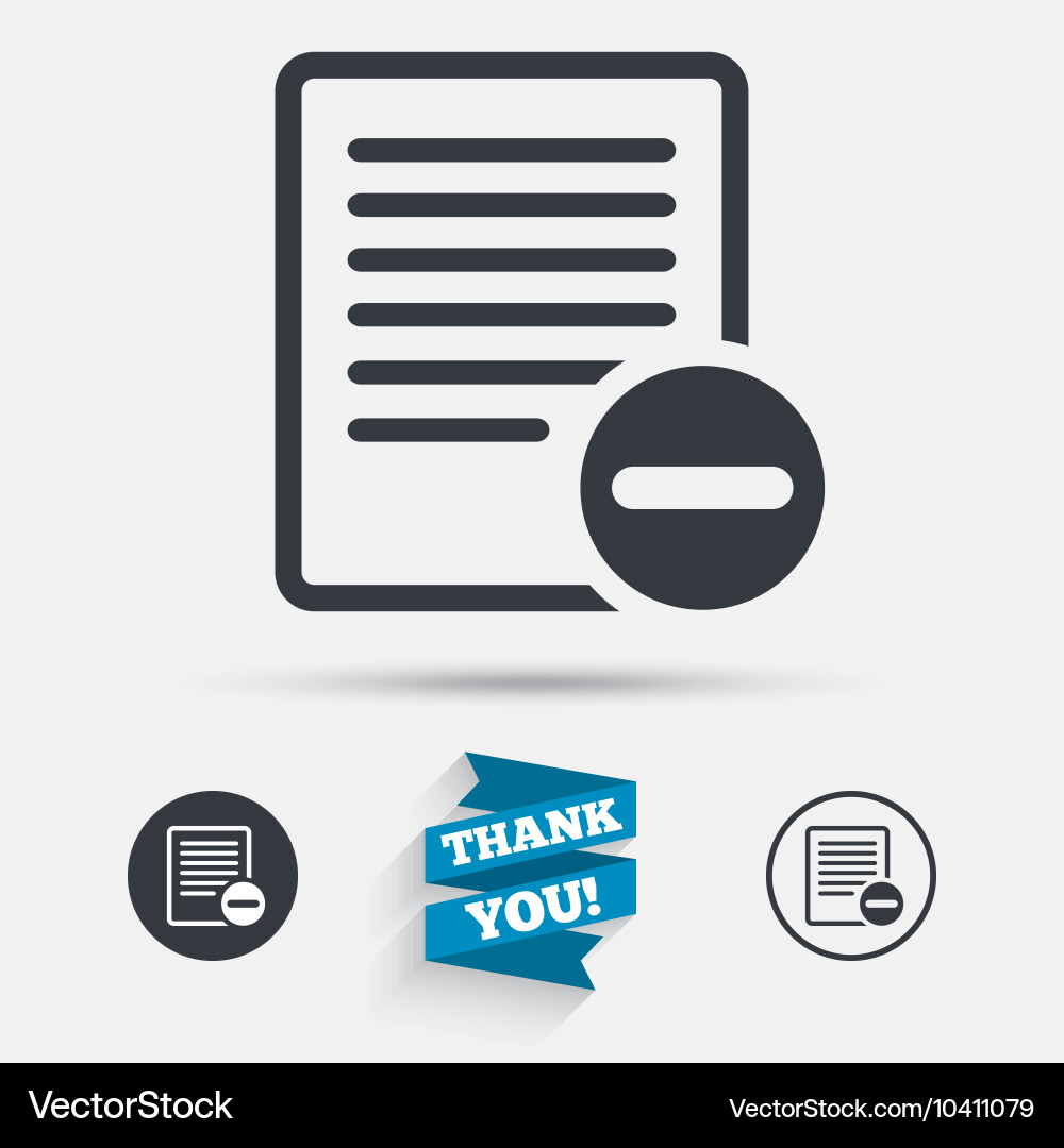 Text file sign icon delete document symbol Vector Image