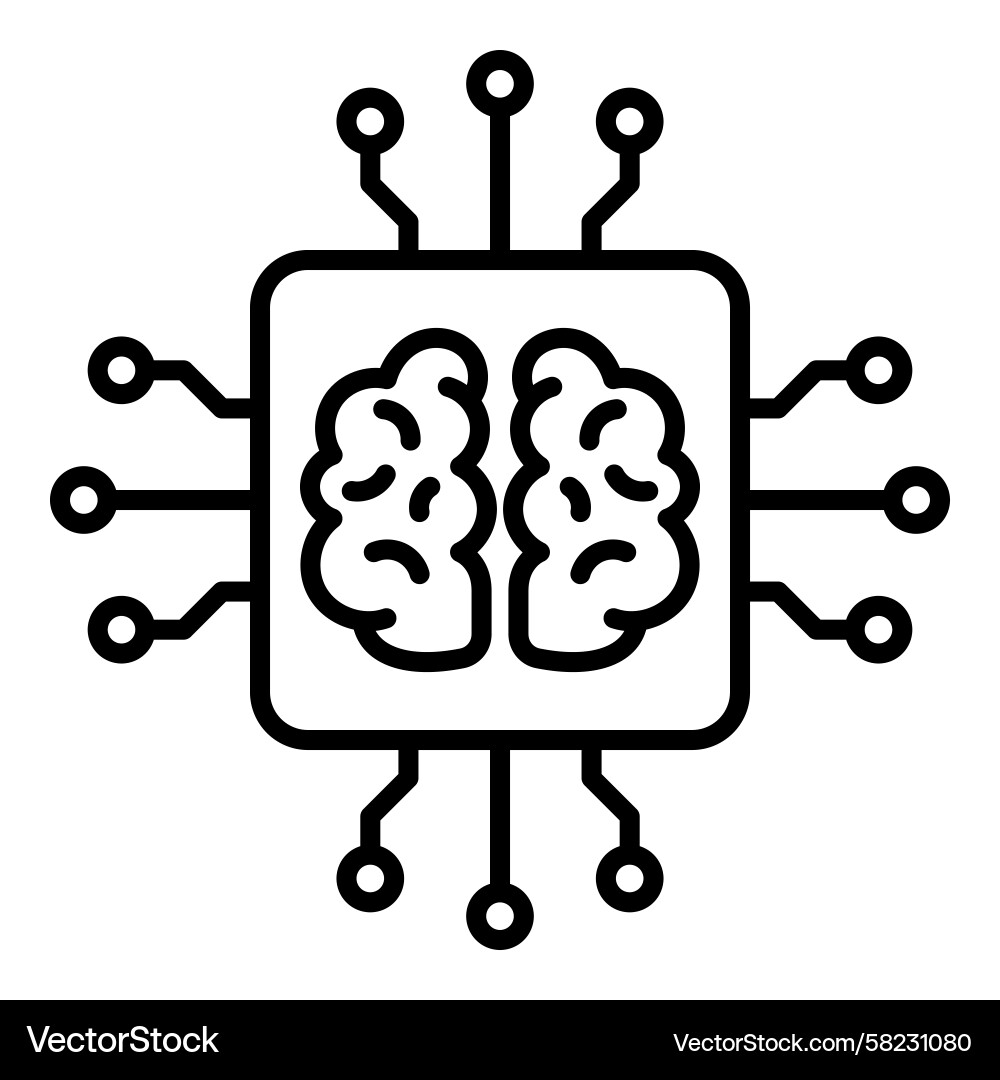 AI Brain Computing Icon – Royalty-Free Vector | VectorStock