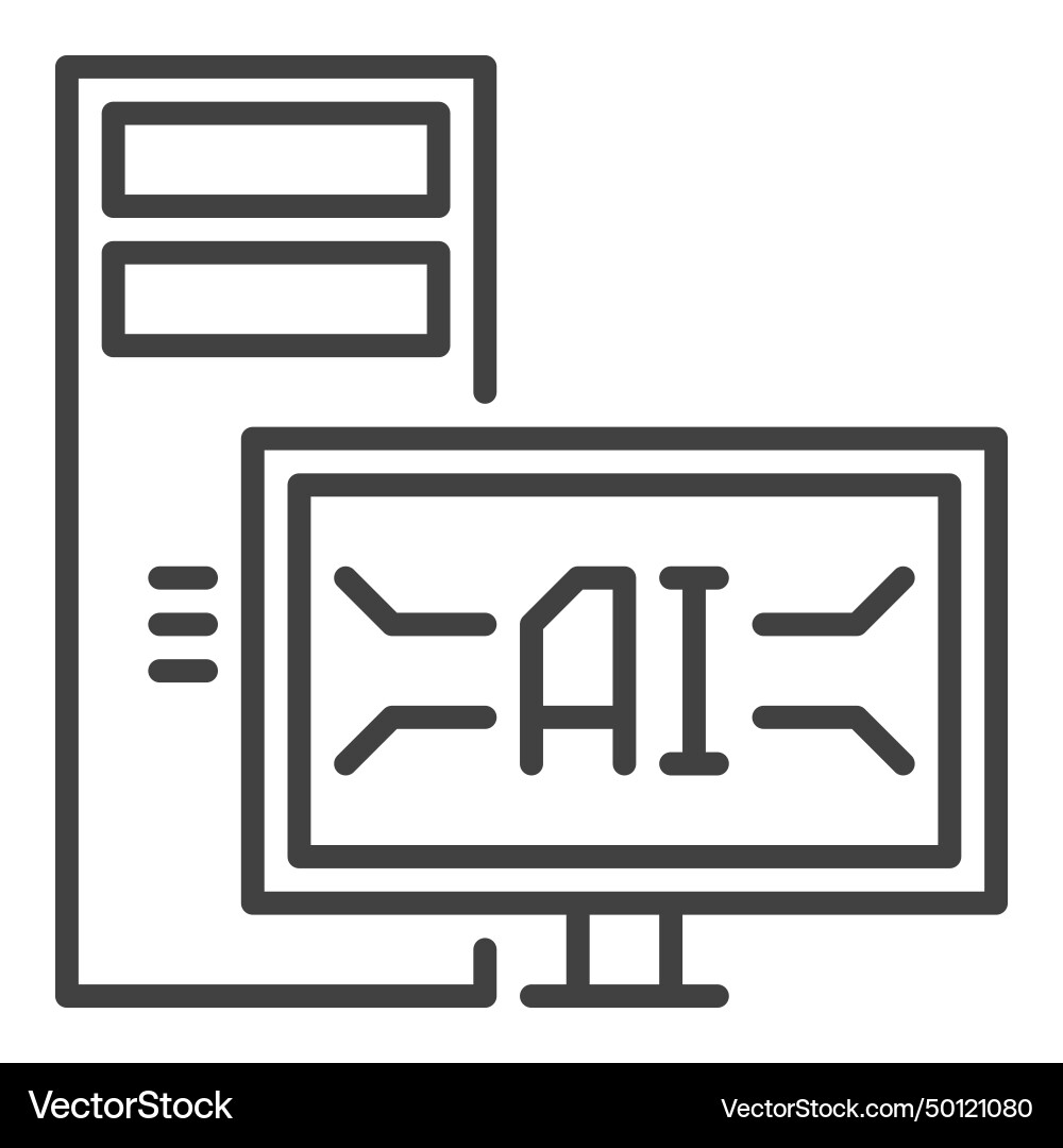 Artificial intelligence desktop computer ai icon Artificial intelligence desktop computer ai icon vector image