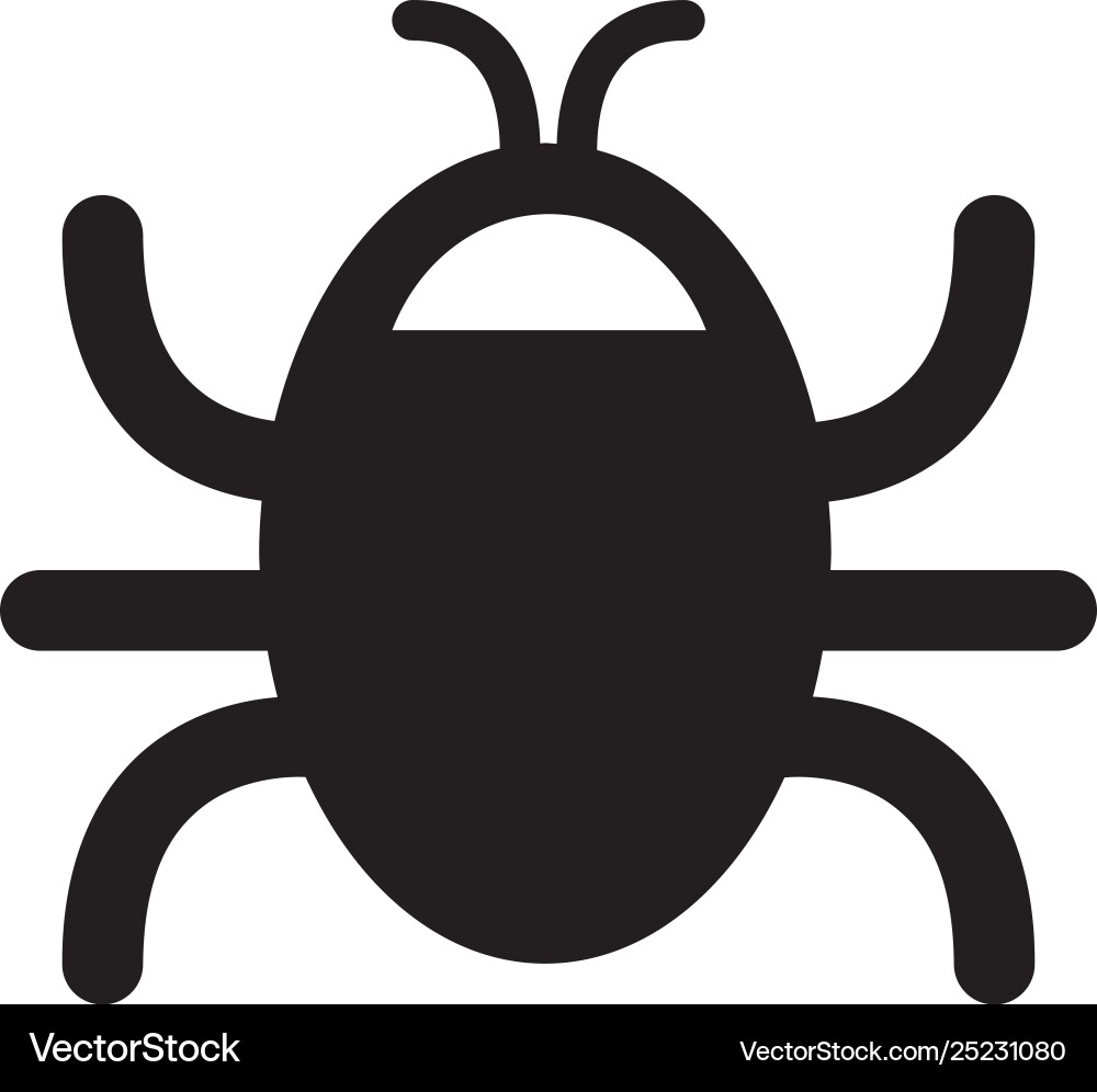 Bug icon in flat style for apps ui websites black Bug icon in flat style for apps ui websites black vector image