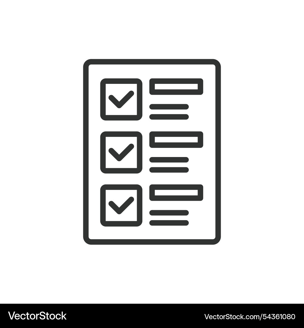 Checkbox list icon in line design Checkbox list icon in line design vector image