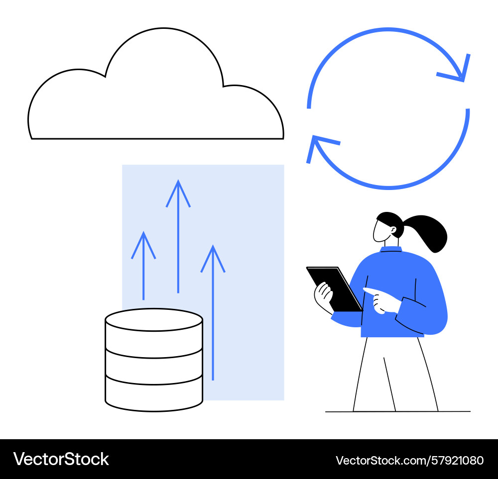 Cloud data sync with digital analyst monitoring Cloud data sync with digital analyst monitoring Vector Image