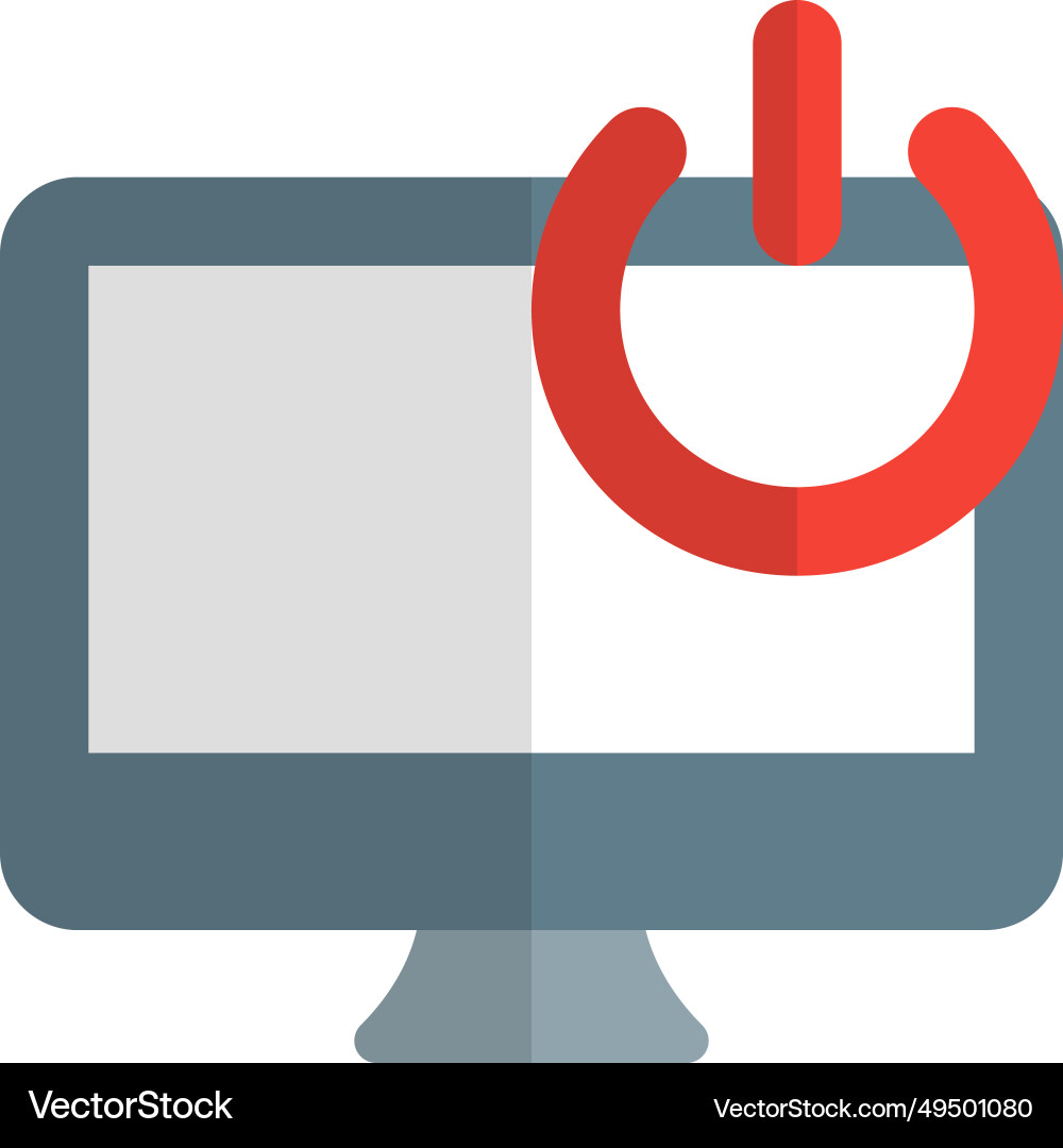Desktop power button manages computer on and off vector image