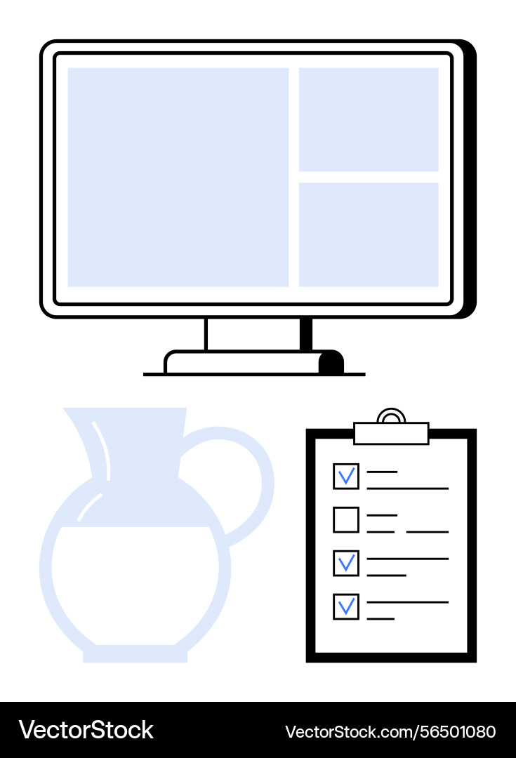 Digital workspace with checklist pitcher Digital workspace with checklist pitcher vector image