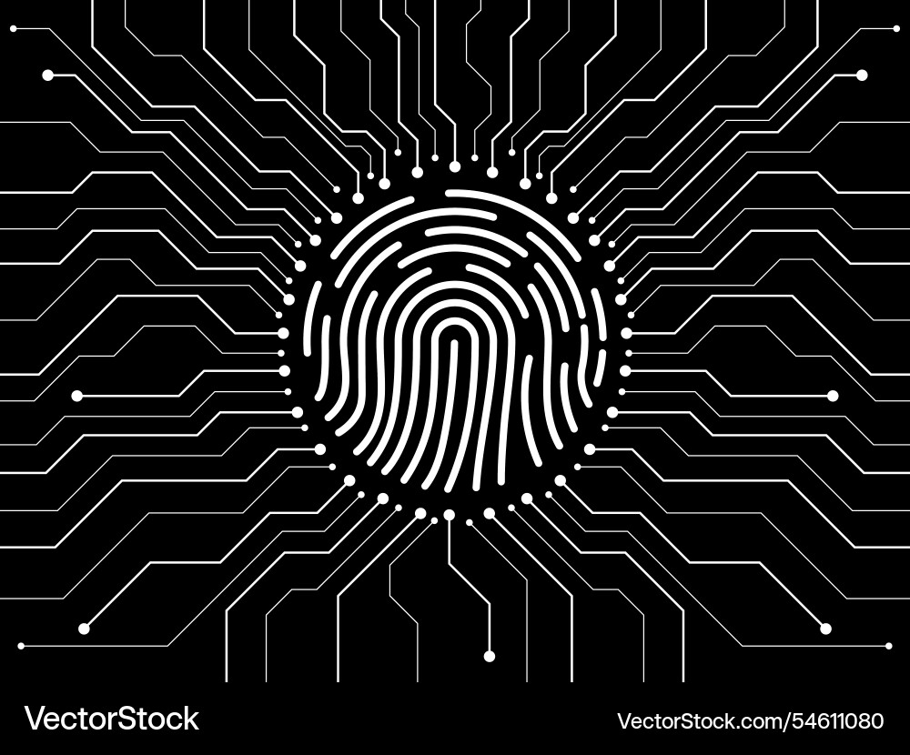 Fingerprint scanning on circuit board biometrics Fingerprint scanning on circuit board biometrics vector image