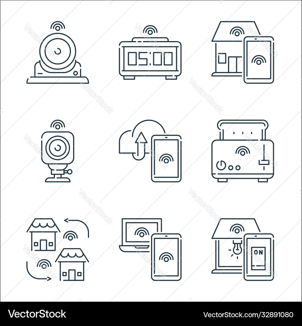 Internet things line icons linear set quality vector image