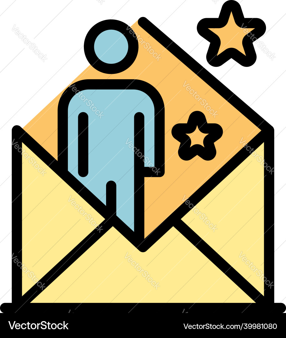 Man in an envelope icon color outline Man in an envelope icon color outline vector image