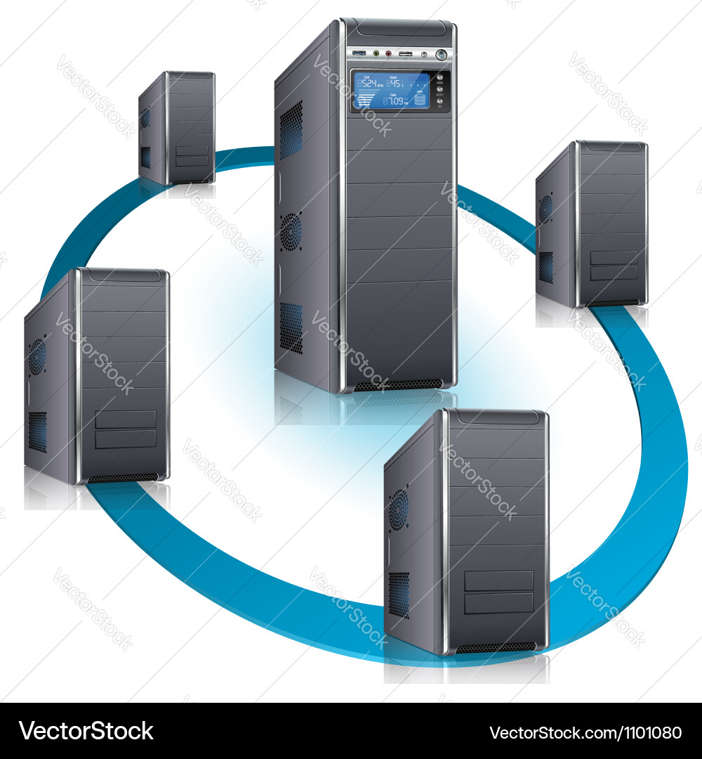 Server with LCD Display Vector Image