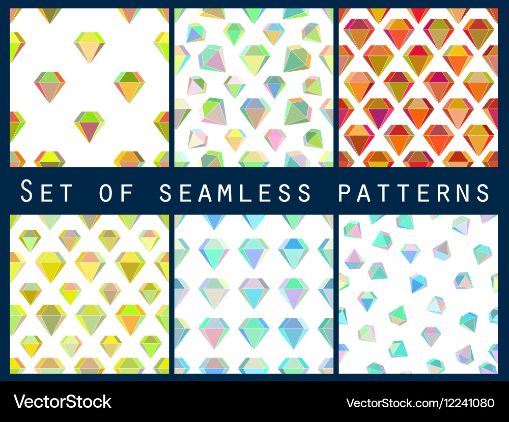 Set of seamless patterns with colorful diamonds Vector Image