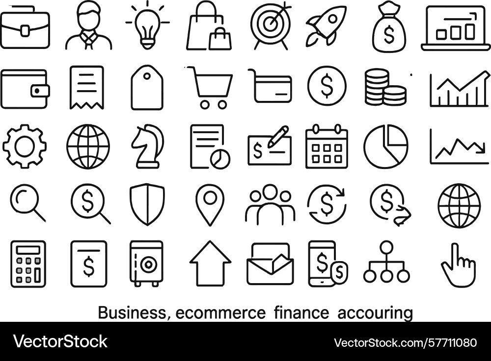 Set of various linear icons for business e Set of various linear icons for business e vector image