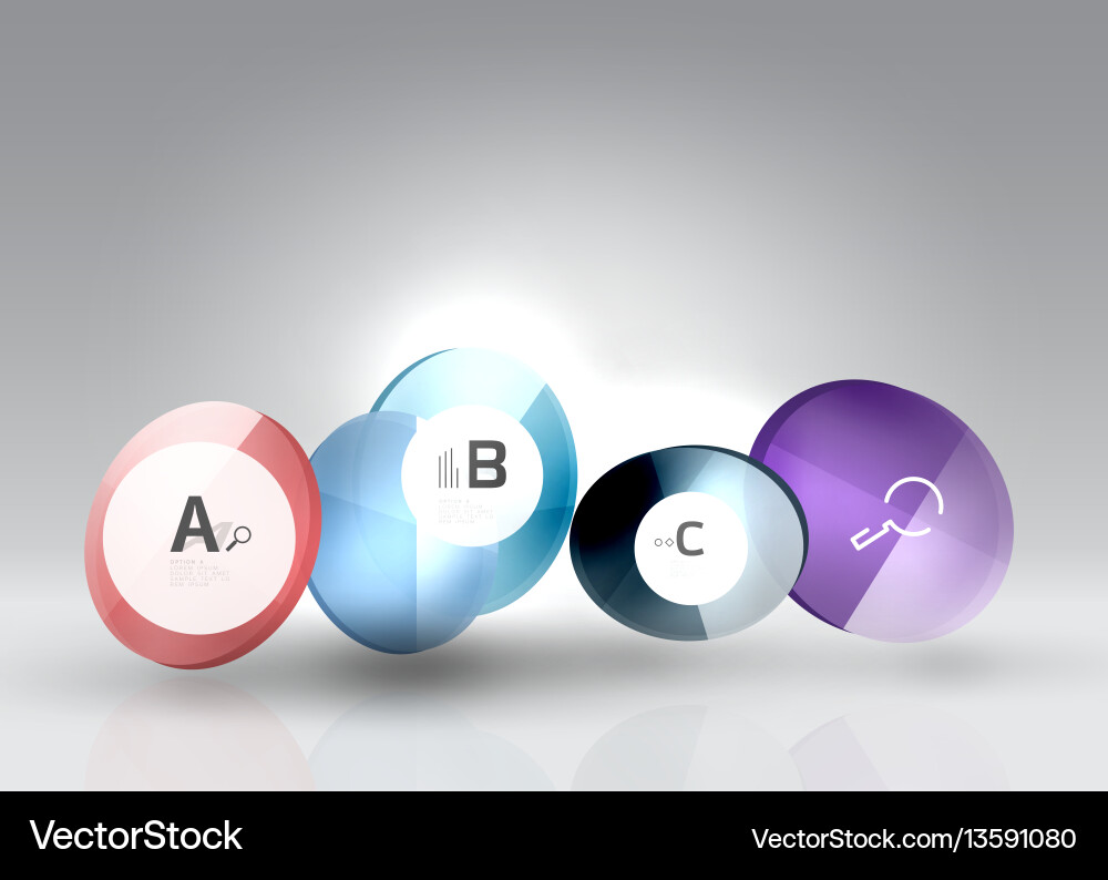 Shiny circles with text in 3d space Shiny circles with text in 3d space vector image