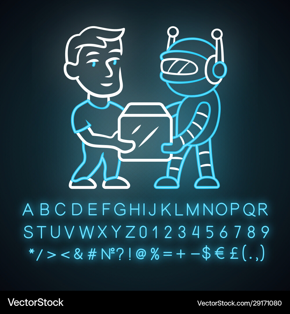 Transactional bot neon light icon artificial Transactional bot neon light icon artificial vector image